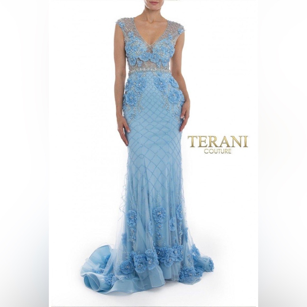 NWT. SKY BLUE. Terani Couture formal long dress size 12